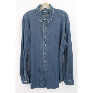 Polo Ralph Lauren 17 36/37 Mens Denim Shirt Yarmouth 52" Chest XL
